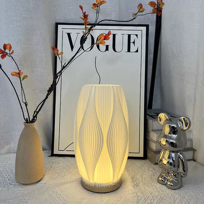 3D Wave Pattern Vase Lamp Nordic Ins Style Bedroom Ambient Light