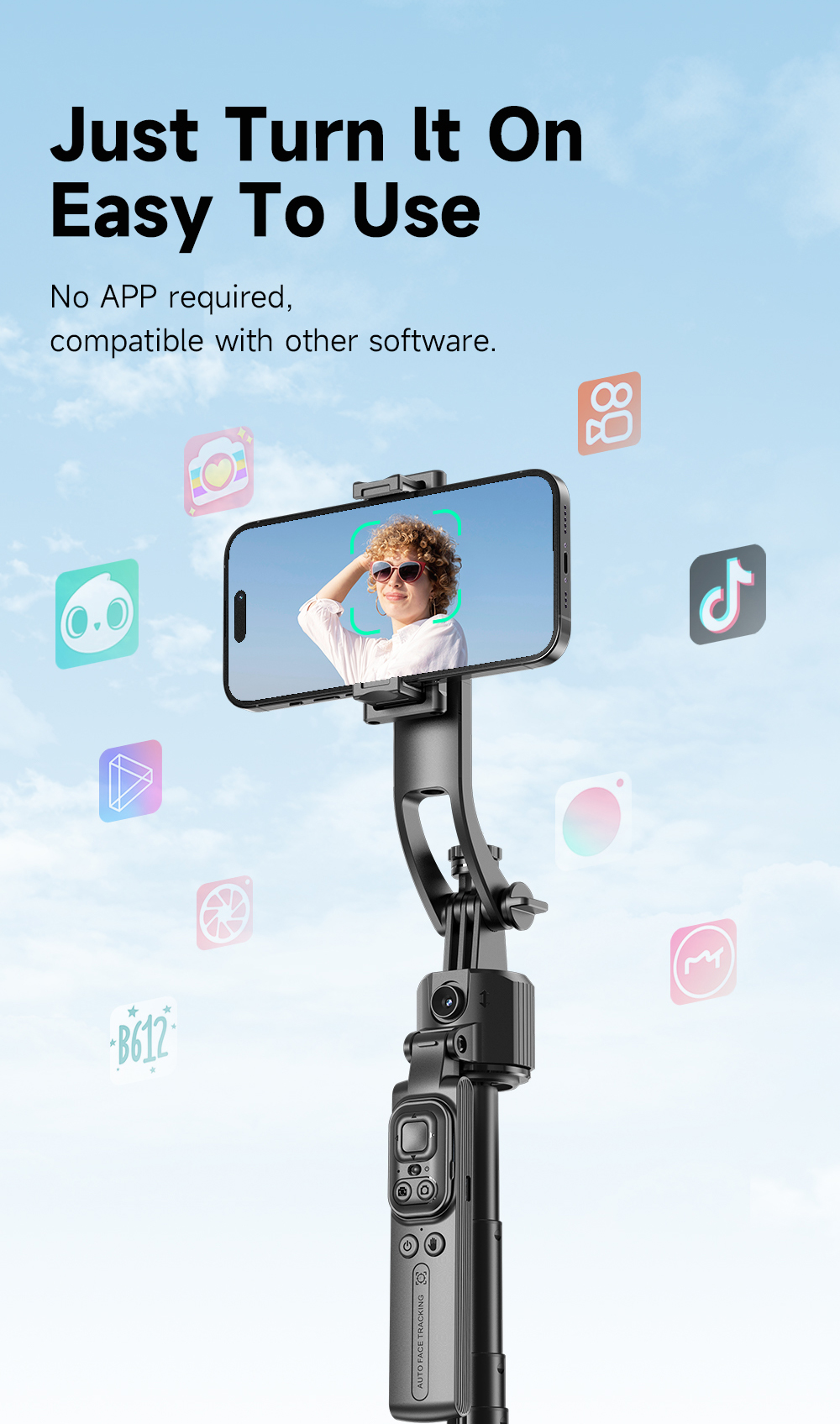 AI Face Tracking Gimbal with Large 4-Legs Tripod - Image 4