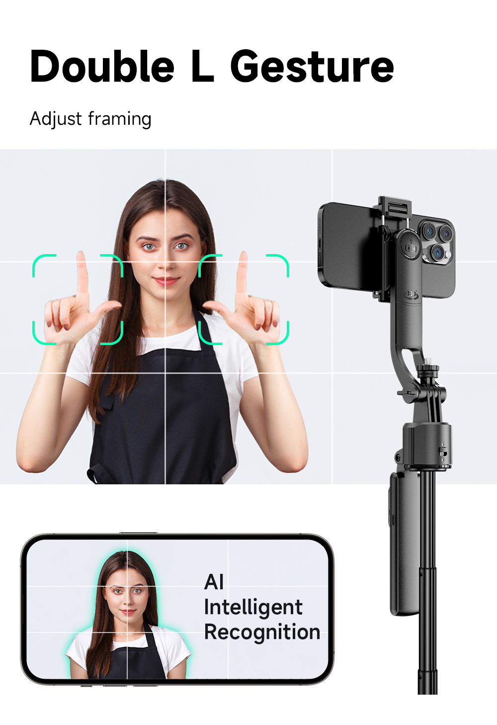 AI Face Tracking Gimbal with Large 4-Legs Tripod - Image 7