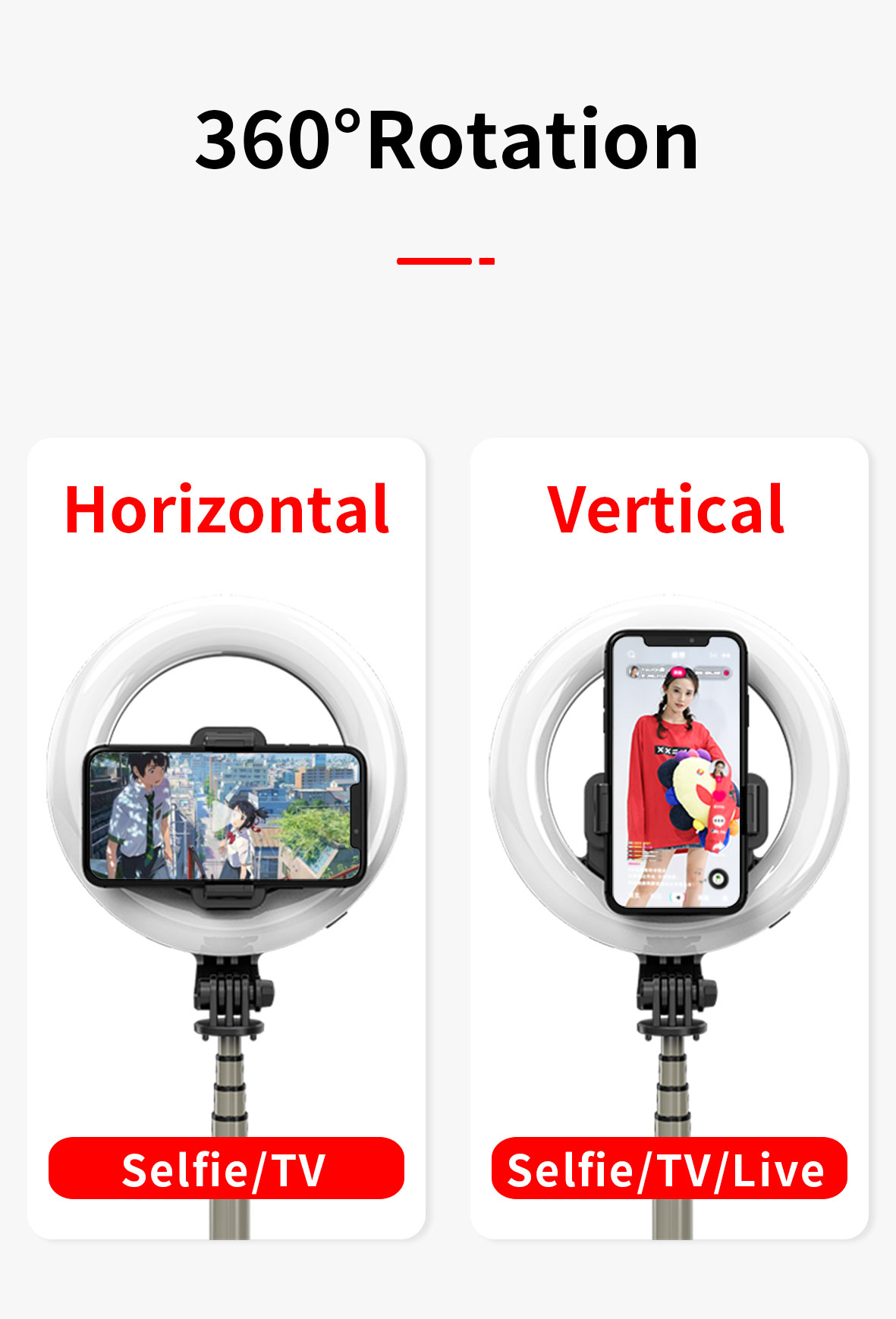 Selfie Stick Tripod with LED Fill Light - Image 3