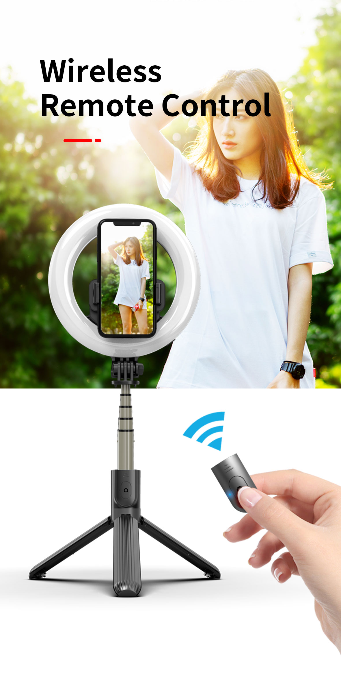 Selfie Stick Tripod with LED Fill Light
