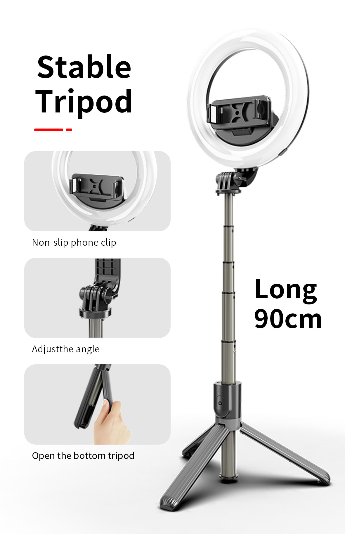Selfie Stick Tripod with LED Fill Light - Image 9