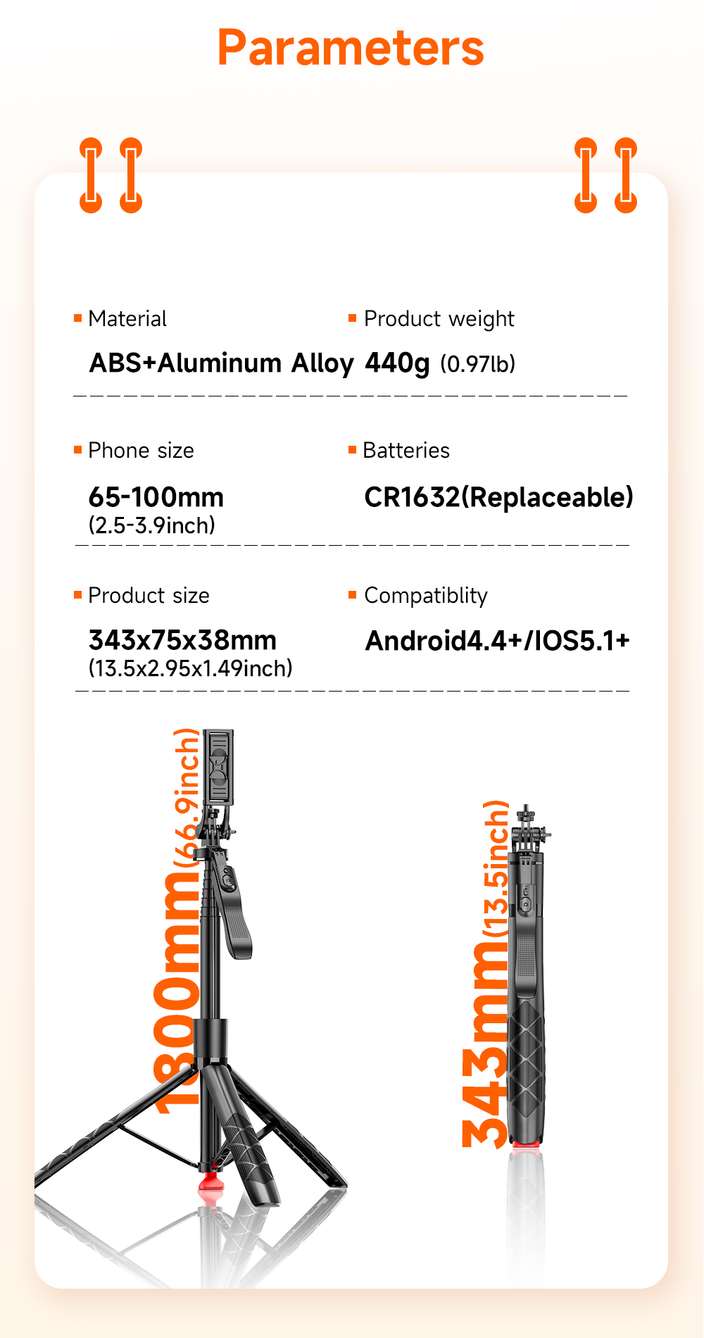 Auto Open Tripod with Balance Handle, Extra Long Extendable Selfie Stick - Image 18