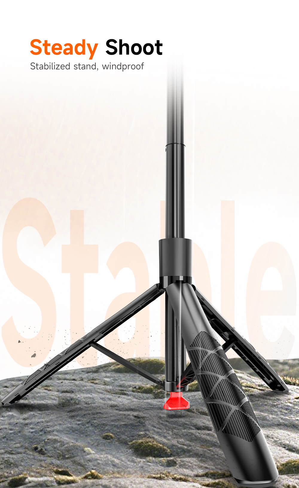 Auto Open Tripod with Balance Handle, Extra Long Extendable Selfie Stick - Image 4