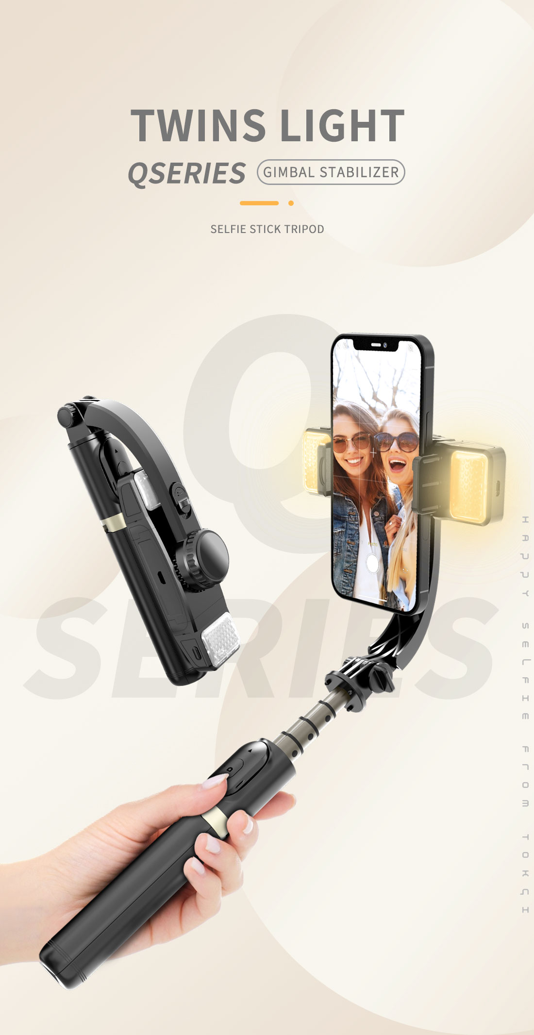 Dual Fill Light Anti-Shake Stabilizer Selfie Stick Tripod - Image 11