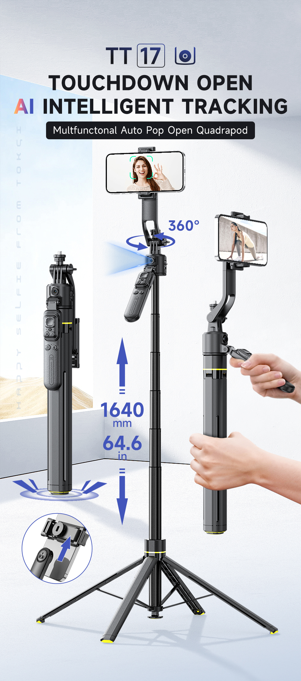 AI Face Tracking Selfie Stick